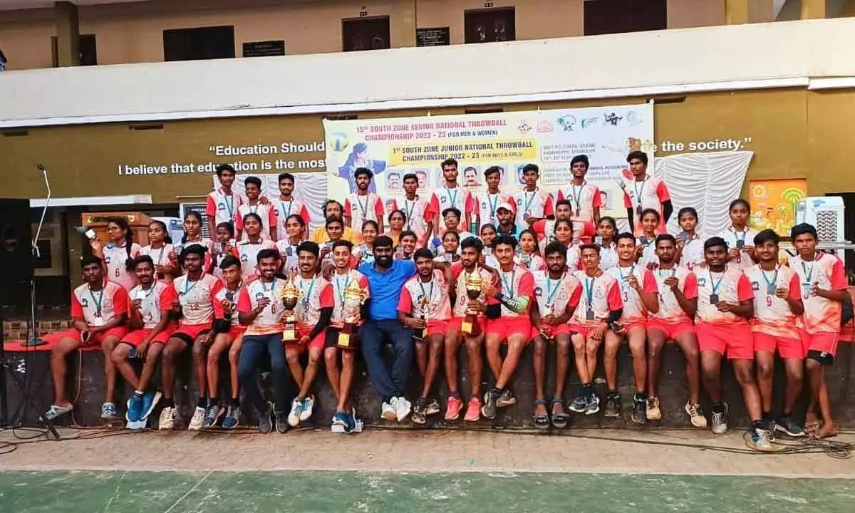 AP throwball winners of south zone junior and 15th south zone senior championships, in Vijayawada