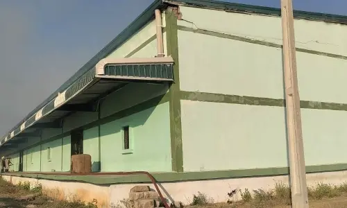 The godown in which gunny bags were gutted in a fire accident