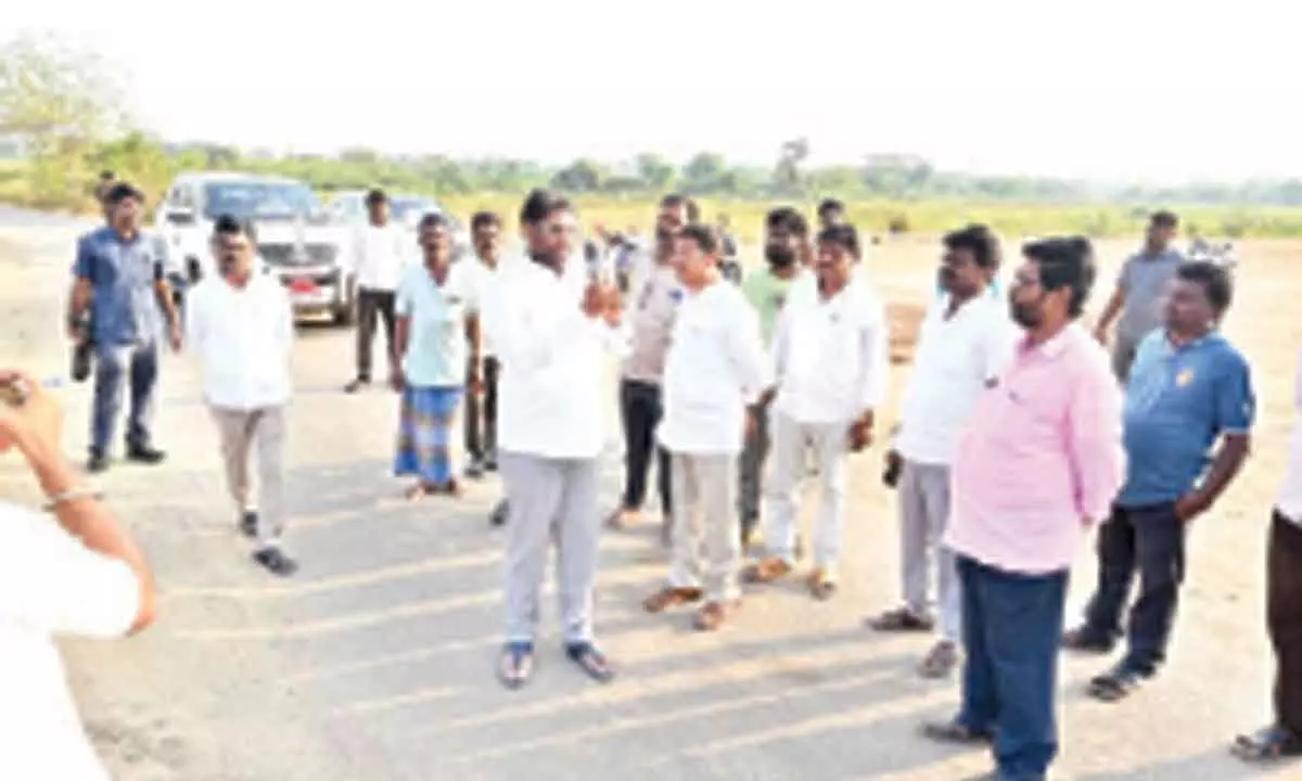 Rajya Sabha MP Vaddiraju Ravichandra inspecting national highway works in Khammam district on Friday