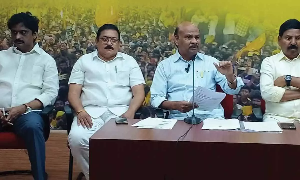 TDP former minister Ch Ayyanna Patrudu addressing the media in Visakhapatnam on Friday