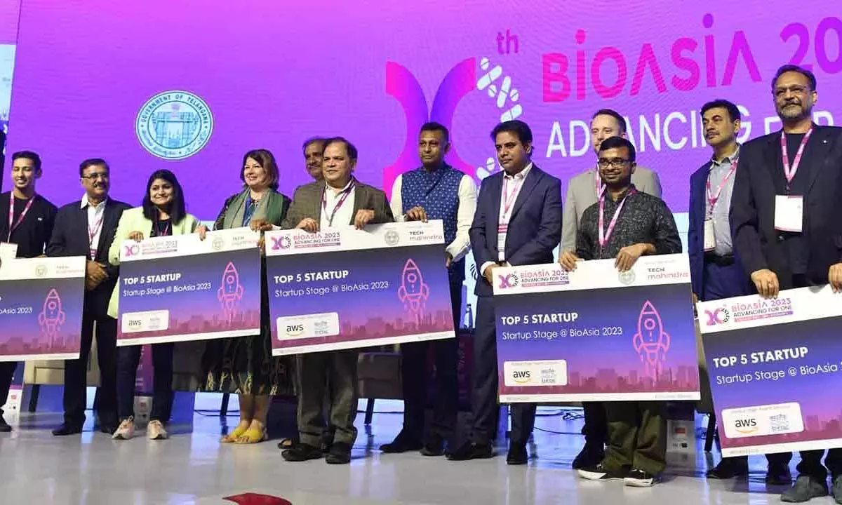 Startup winners at BioAsia in Hyderabad on Saturday