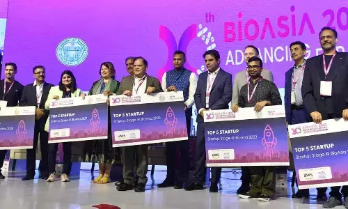 Startup winners at BioAsia in Hyderabad on Saturday