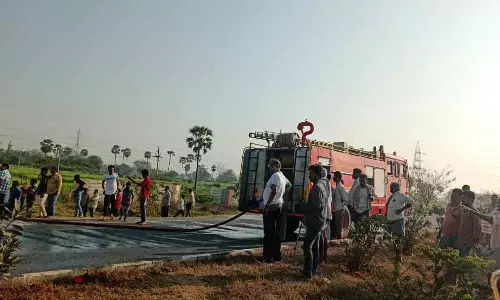 Suryapet: Major mishap averted after 2 private buses catch fire
