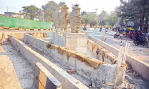 Fountains being set up at Korukonda road in Rajamahendravaram
