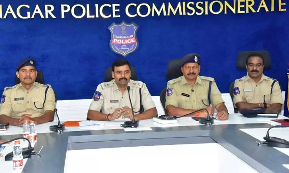 Commissioner of Police L Subbarayudu speaking at a meeting in Karimnagar on Wednesday