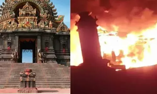Dharmasthali Temple Set on Acharya Film Catches Fire