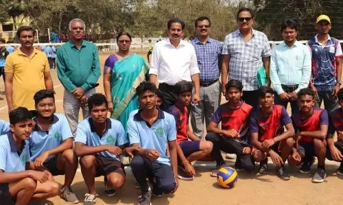 ANGRAU and Government Agriculture College professors with students at Government Agriculture College campus at Naira in Srikakulam on Wednesday