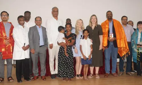 Health Minister T Harish Rao at the felicitation programme organised for the UK doctors’ team at NIMS in Hyderabad on Saturday