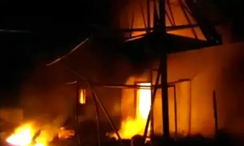 Fire broke out at a poly products company