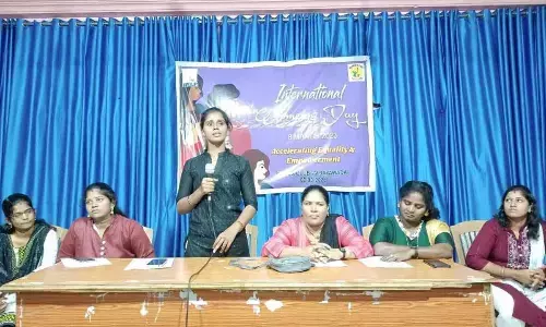 Apurwa, president of Vimukthi along with Rajani, secretary of Vimukthi, addressing the media in Vijayawada on Tuesday
