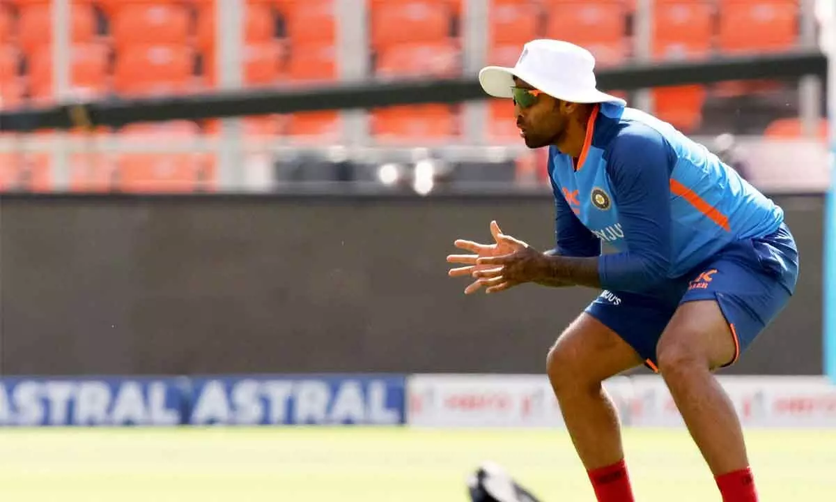 Indian cricketer Suryakumar Yadav during a practice session