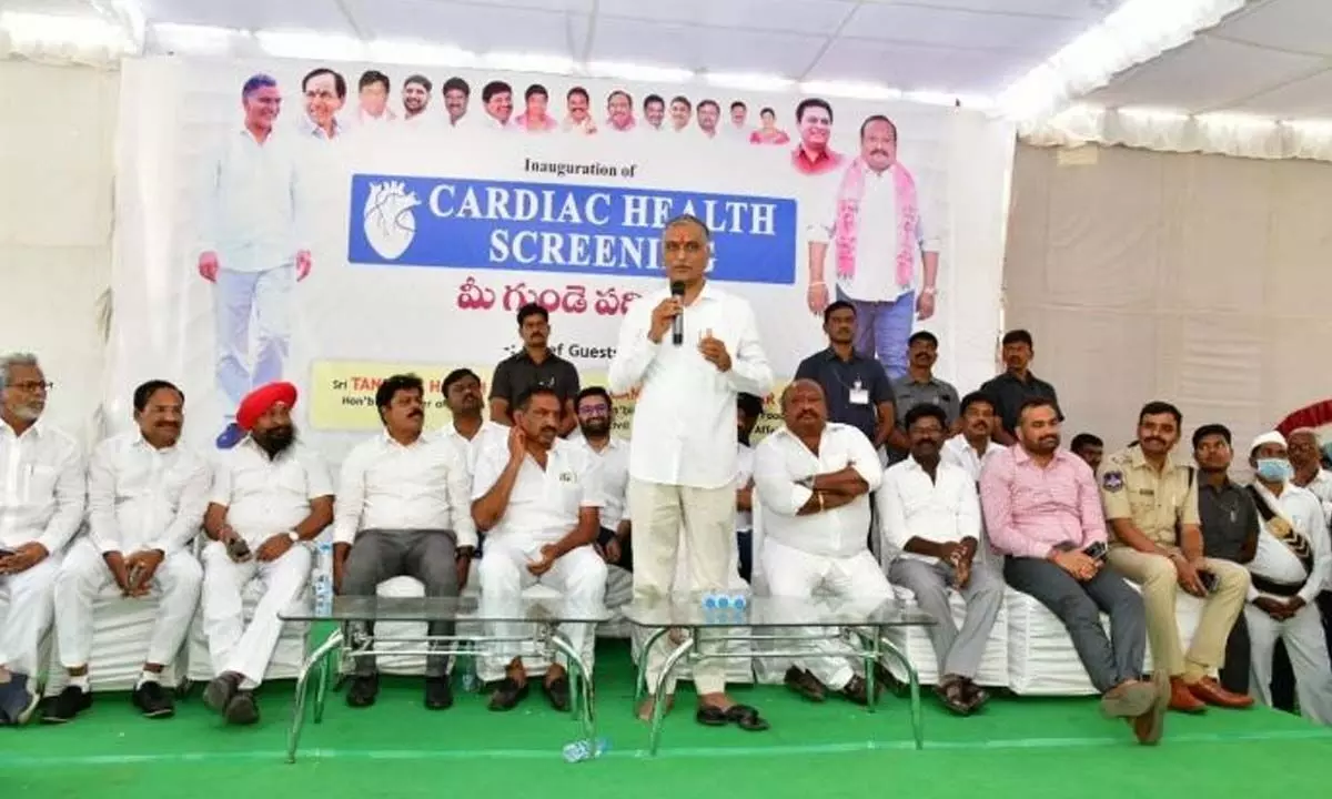Health Minister Tanniru Harish Rao launched free heart screening programme in Karimnagar on Wednesday.