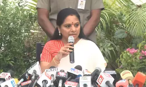 Kalvakuntla Kavitha addresses media, says will fight for Women Reservation Bill