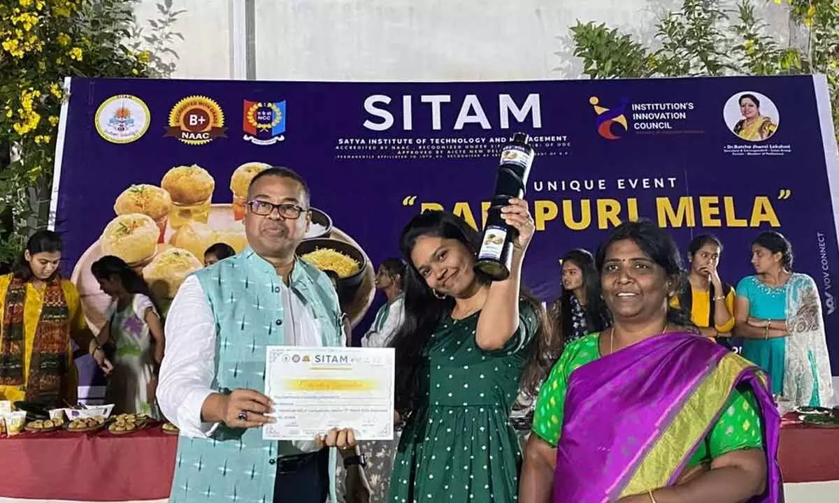 Director of SITAM Sashibhushan Rao presenting certificates to students at SITAM College on Sunday