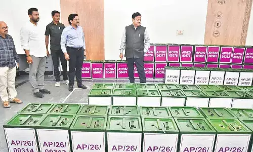 District Collector K Venkataramana Reddy monitoring the arrangements for MLC elections polling in Tirupati on Sunday