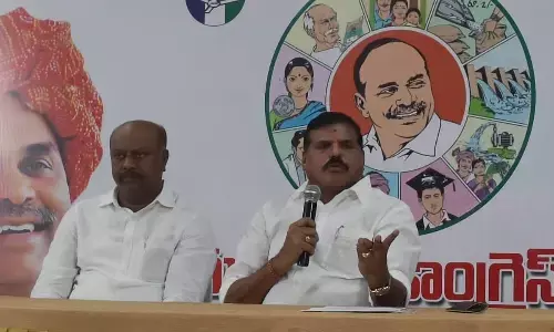 Education Minister Botcha Satyanarayana speaking at a media conference in Visakhapatnam on Sunday