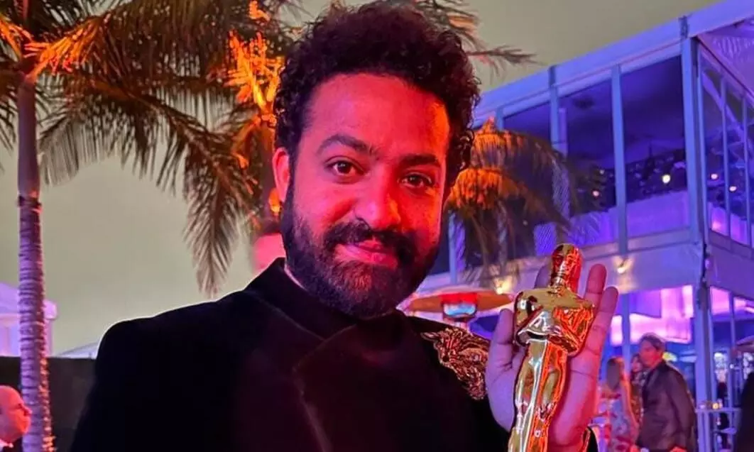 Oscars 2023: NTR stands proudly with the golden statue.