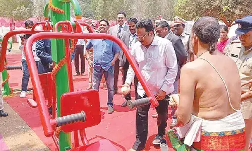 An open air gym gets inaugurated at Central Prison in Visakhapatnam on Tuesday