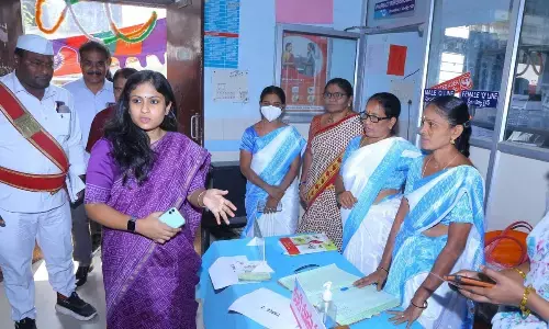 Hanumakonda District Collector Sikta Patnaik inspecting the Pochammakunta Urban Healthcare Centre, designated hospital for Arogya Mahila, in Hanumakonda on Tuesday