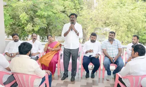 TransportMinister Puvvada Ajay Kumar speaking to  BRS party leaders in Khammam on Tuesday