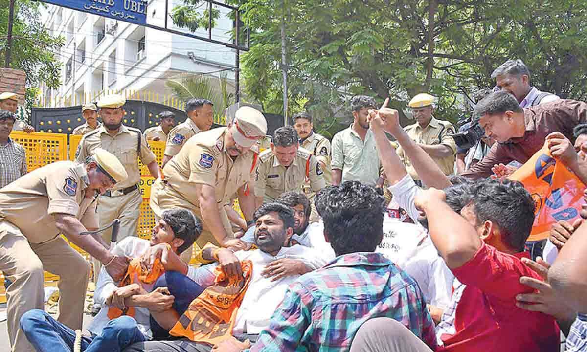 Hyderabad Paper leak protests continue to rock city