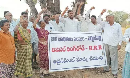 Farmers staging protest against the survey of their lands