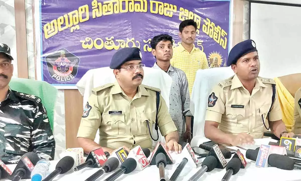 Alluri Sitaramaraju district superintendent of police Sathish Kumar speaking to media on Thursday