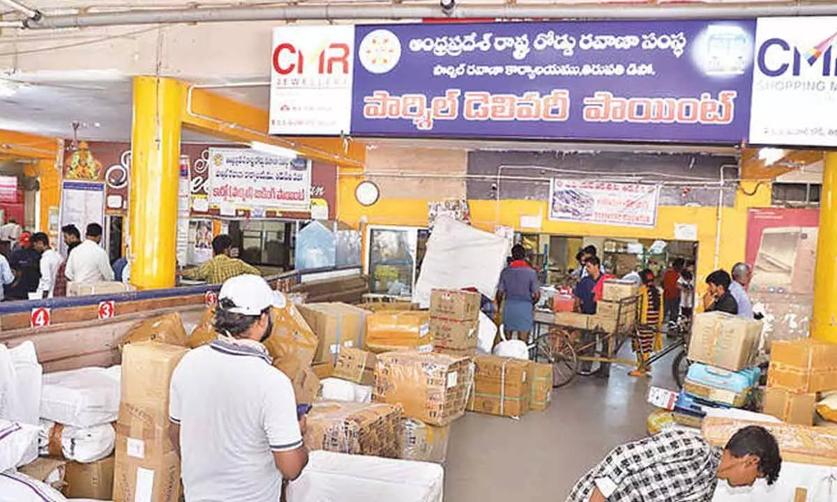 A view of RTC cargo service office in the Central Bus Station complex in Tirupati