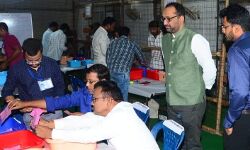 Officials supervising MLC votes counting process in Srikakulam Officials supervising MLC votes counting process in Srikakulam