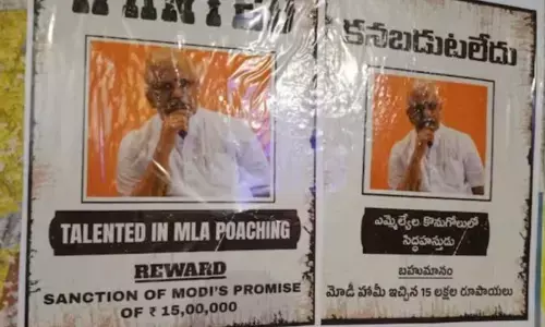 Wanted BL Santosh posters erupted in Hyderabad city