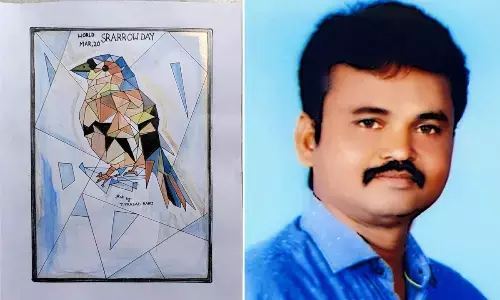 The portrait of the sparrow drawn in Analytical Cubism style by Headmaster