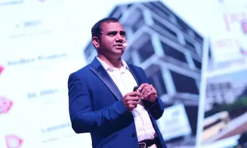 CEO of Pulsus Group Srinubabu Gedela speaking at MESCON in Visakhapatnam on Sunday