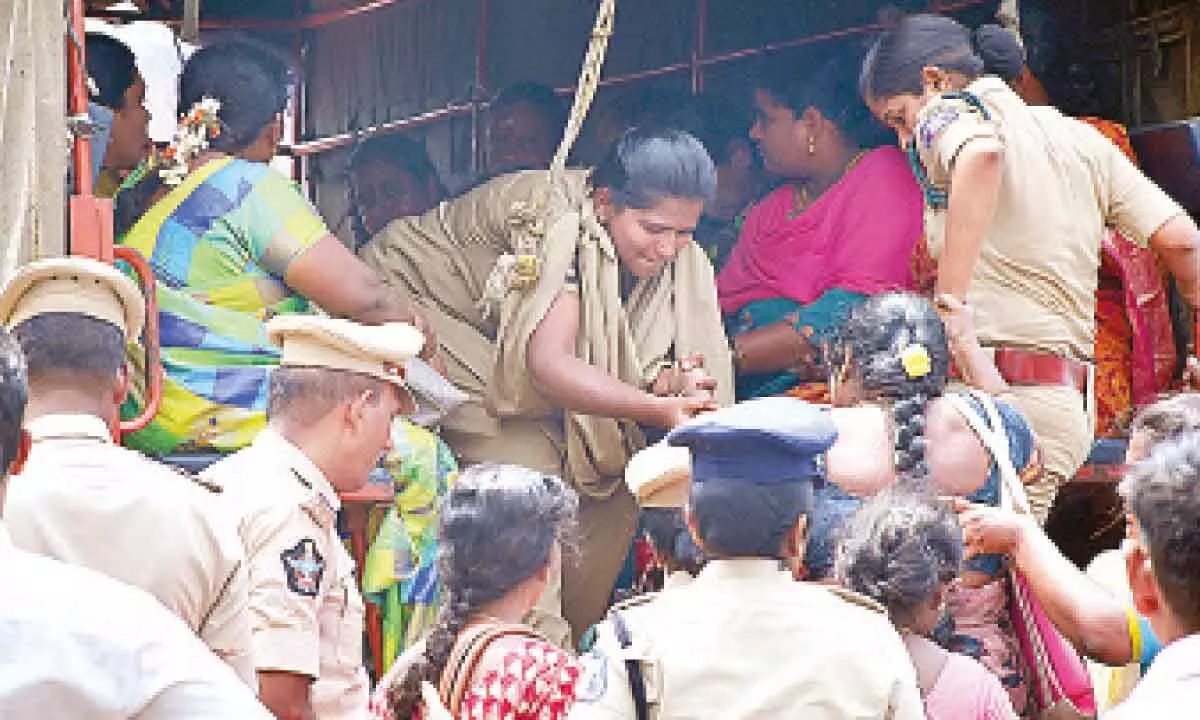 Anganwadi workers stage protests, detained