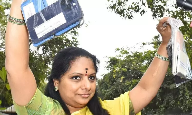 Delhi excise policy scam Live updates: Kavitha is displaying all phones she used in public in New Delhi