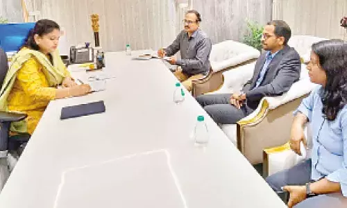 Technical Education Commissioner of Ch Nagarani at a meeting with the officials in Vijayawada  on Monday