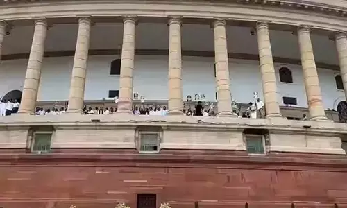 Opposition Lawmakers Gathered To Continue Protests Against The Government Over The Adani-Hindenburg Controversy