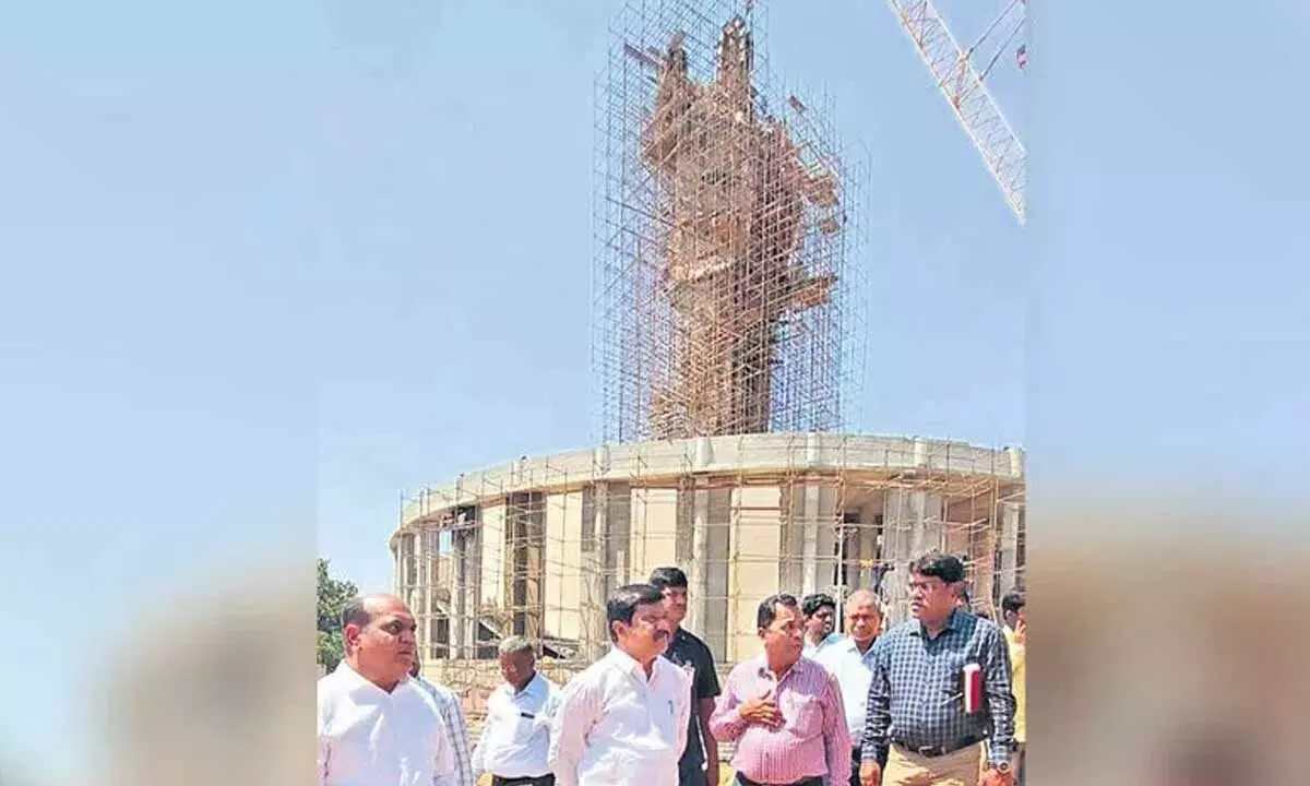Hyderabad: Minister Prashanth asks officials to complete 125-foot-tall Ambedkar statue