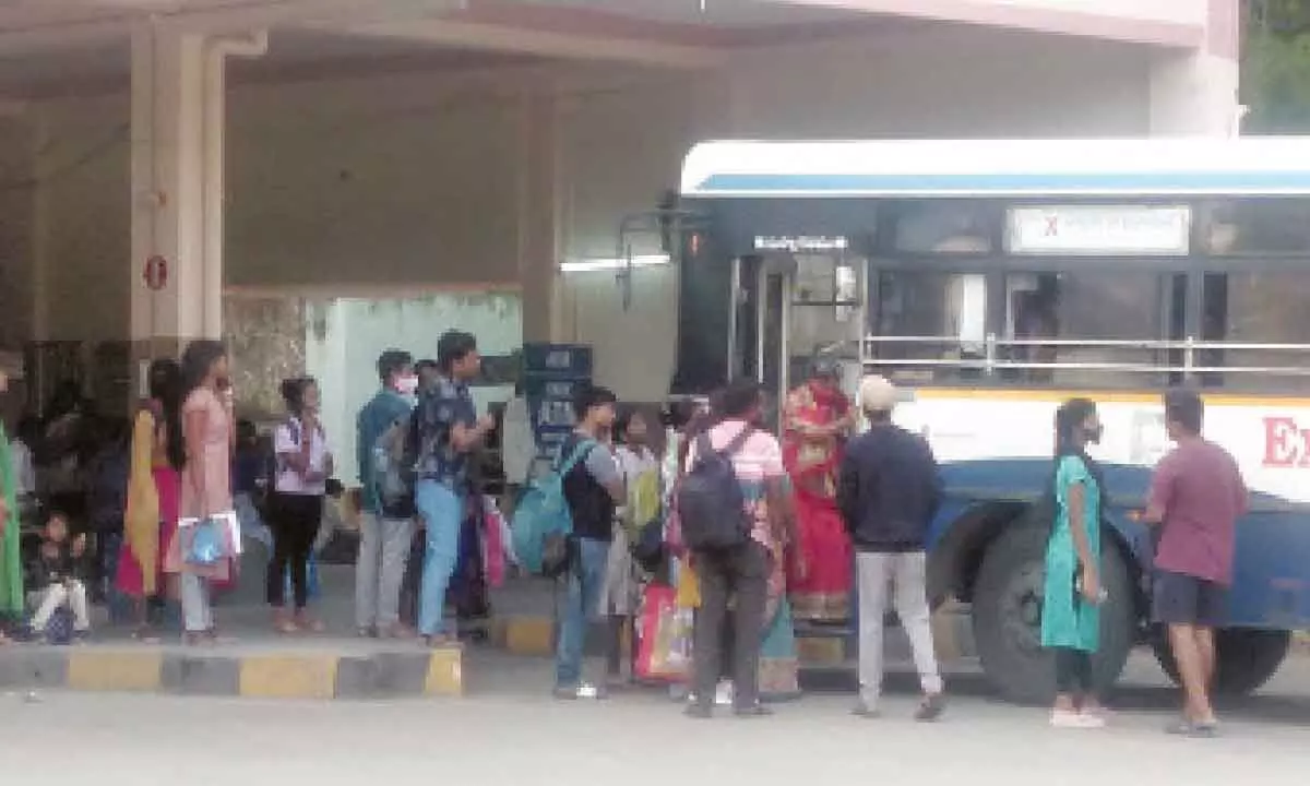 Narketpally bus depot at the shrinking end