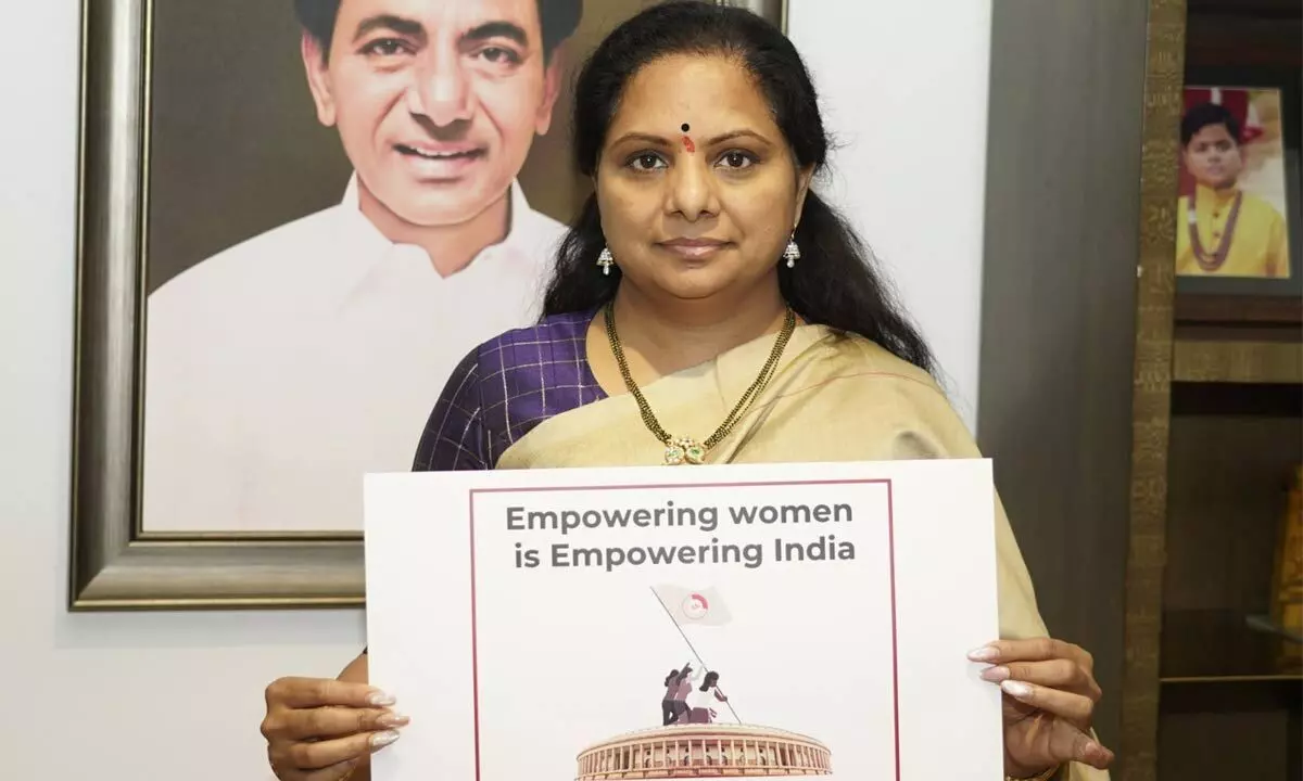 Kavitha unveils poster on womens quota bill