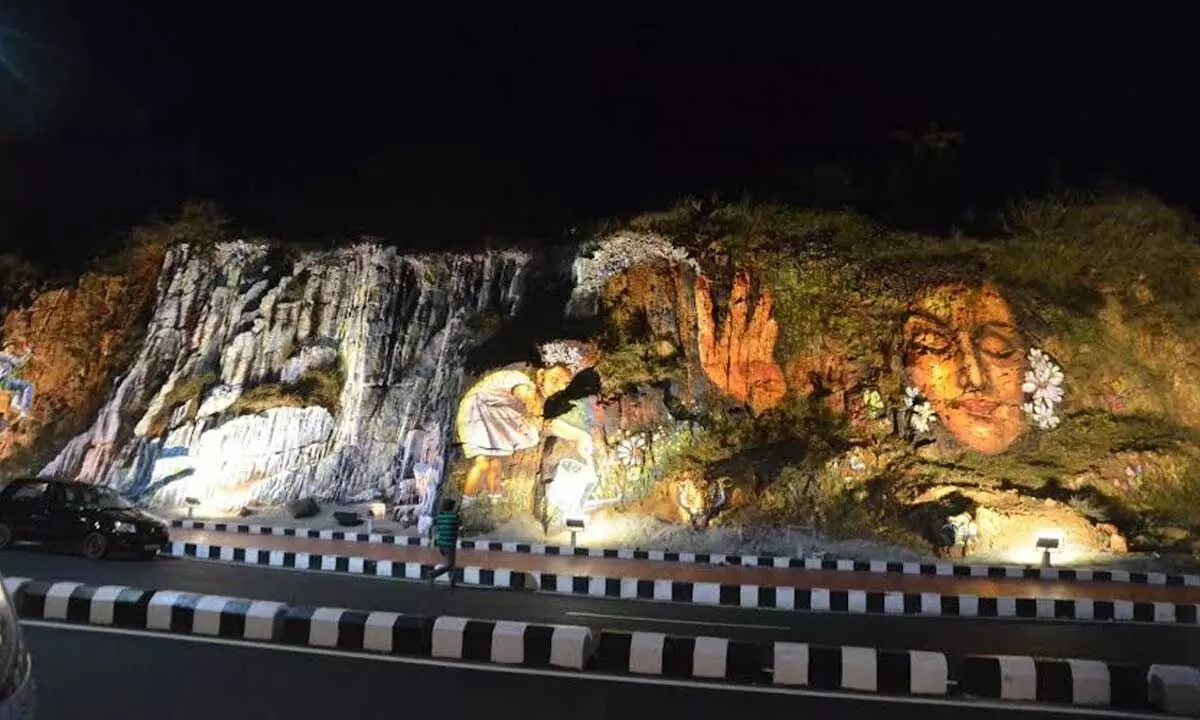A mammoth rock painting readied in Visakhapatnam