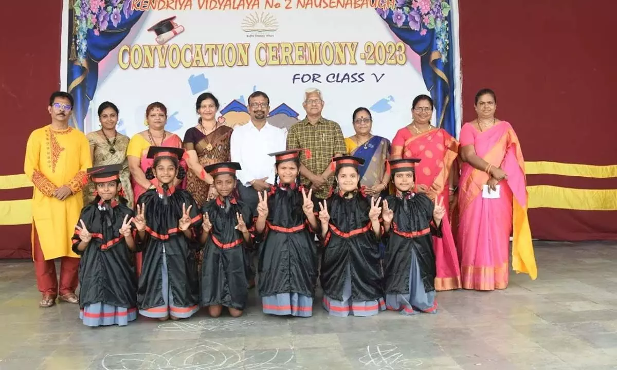 Class V students of Kendriya Vidyalaya-2 Nausenabaugh at Convocation Day celebrations held in Visakhapatnam on Monday
