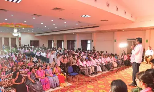 Minister for Transport Puvvada Ajay Kumar speaking at a Athmeeya Sammelan in Khammam on Sunday