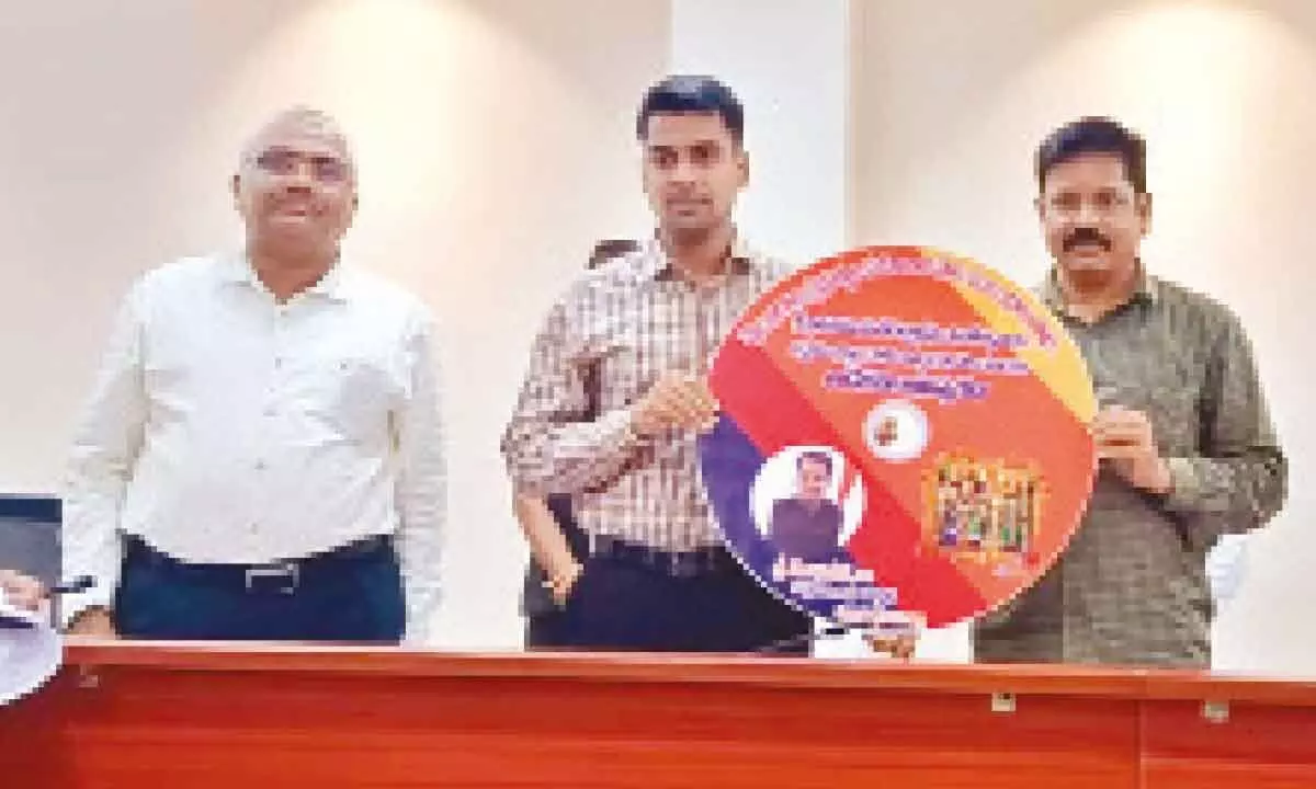 District Collector D Anudeep releasing audio and information booklet in Kothagudem on Tuesday