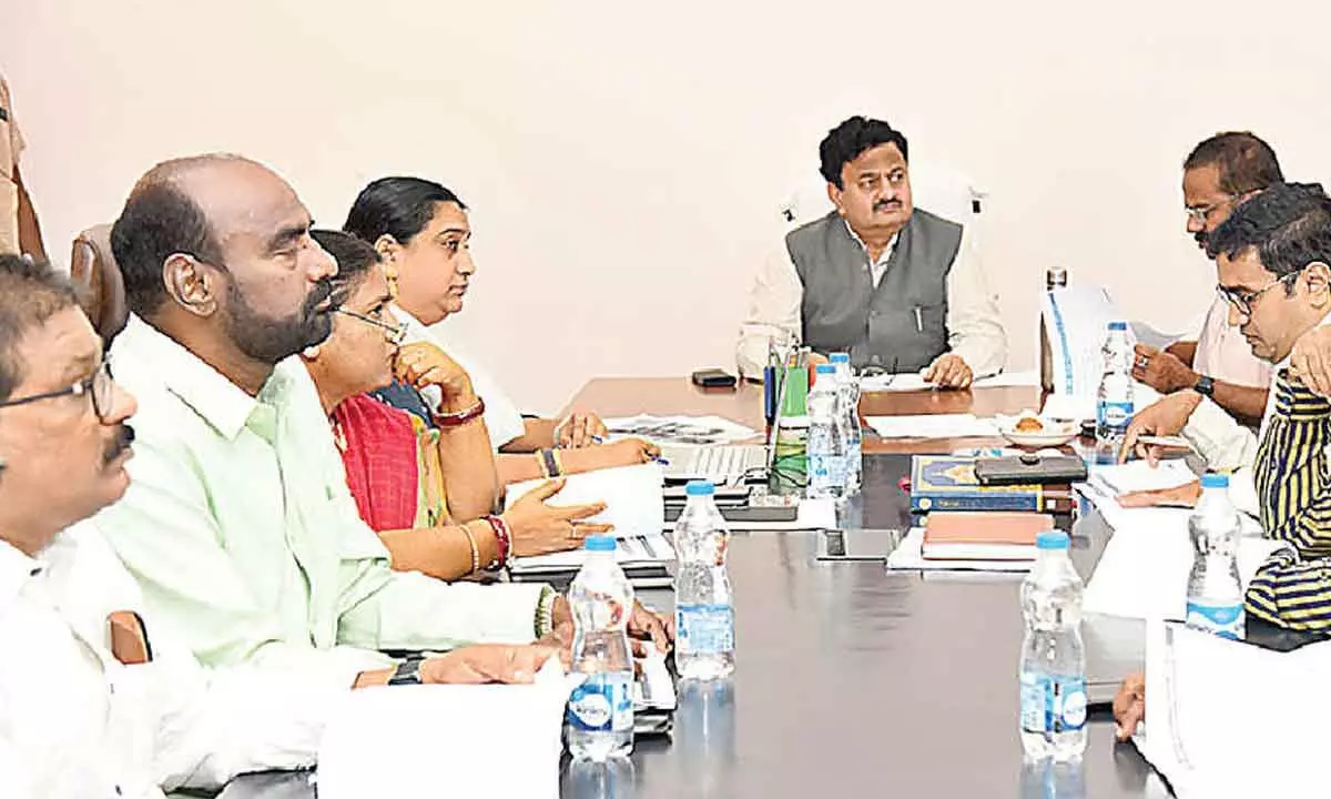District Collector K Venkataramana Reddy addressing DIEPC meeting in Tirupati on Tuesday
