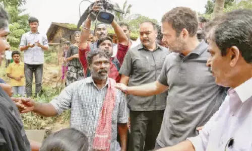 Congress MLAs wearing black shirts in protest against disqualification of Congress leader Rahul Gandhi from the Lok Sabha arrive at Tamil Nadu Assembly during the Budget Session in Chennai on Monday