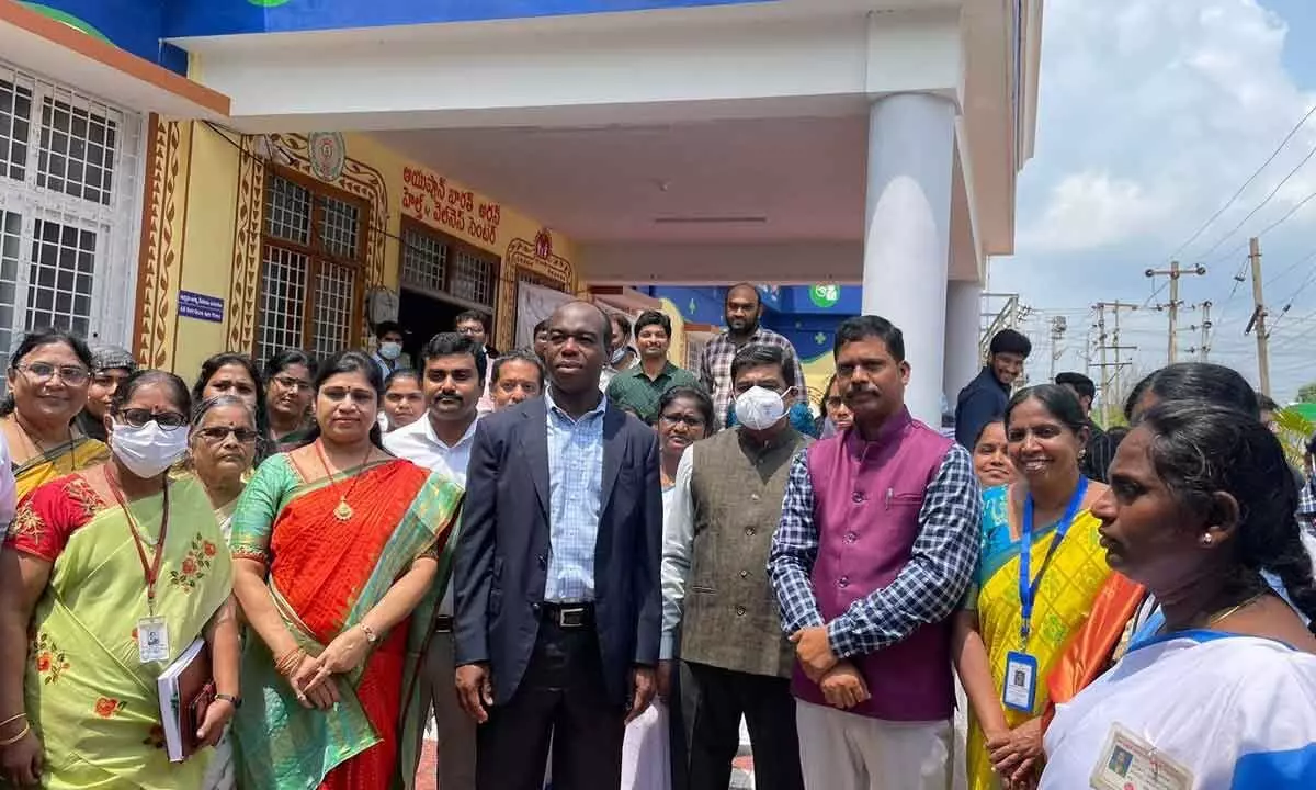 The World Bank team with the officials of State government and NTR district at Urban Health Centre in Vijayawada on Tuesday