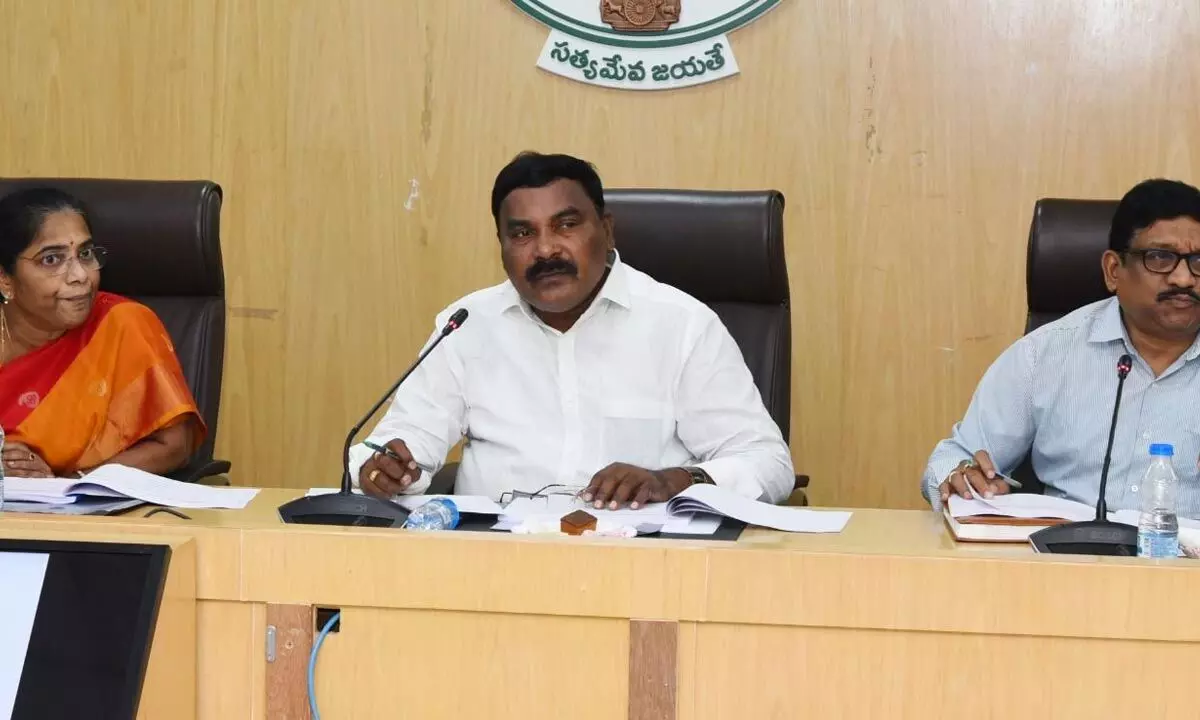Social justice minister Merugu Nagarjuna reviews implementation of SC sub-plan with officials of various departments at the Secretariat on Tuesday