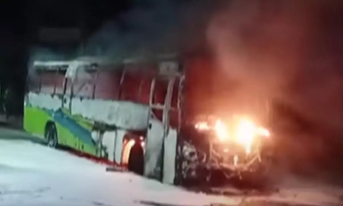 TSRTC catches fire in Suryapet, 20 passengers unhurt