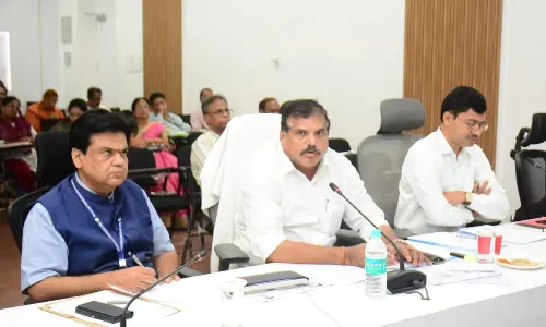 Minister for Education Botcha Satyanarayana speaking at the conference in Visakhapatnam on Wednesday