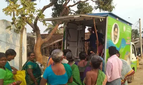 Ration goods being distributed through MDU operators at Devalabhadra village in Nandigam mandal (File photo)